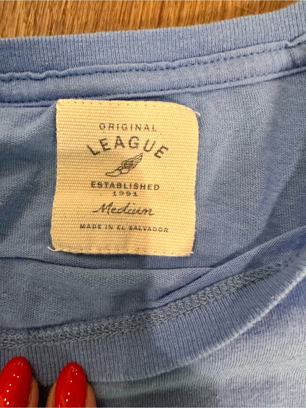 Nantucket cropped 100% cotton pale denim blue t-shirt womens preppy casual M - Picture 4 of 4